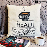 coussin drink coffee read books